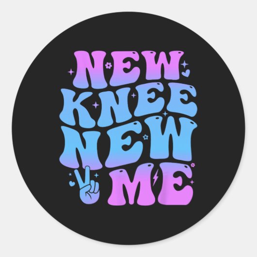 New Knee New Me Funny Knee Replacement Surgery Rec ラウンドシール (正面)