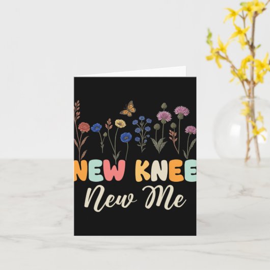 New Knee New Me Funny Knee Surgery Recovery Joke  カード (黄色い花)