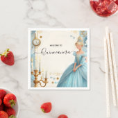 New Lamp Ivory Ice Sky Gold Light Blue Quinceanera スタンダードカクテルナプキン (インサイチュ)