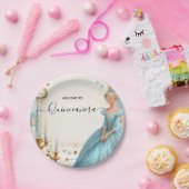 New Lamp Ivory Ice Sky Gold Light Blue Quinceanera ペーパープレート (パーティー)