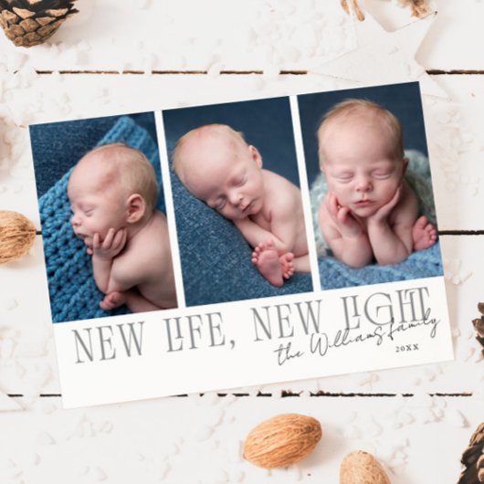 New Life New Light White Birth Announcement シーズンカード