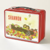 NEW!Lunchbox - Chipmunk Fall (add name) Metal Red メタルランチボックス (裏面)