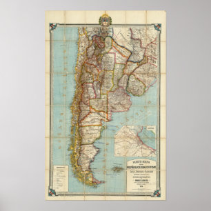 New map of Argentina ポスター