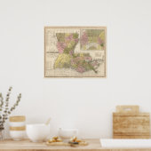 New Map Of Louisiana ポスター (キッチン)