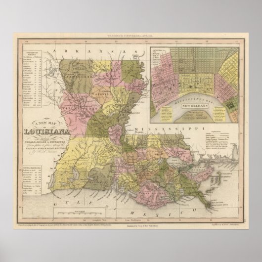New Map Of Louisiana ポスター (正面)