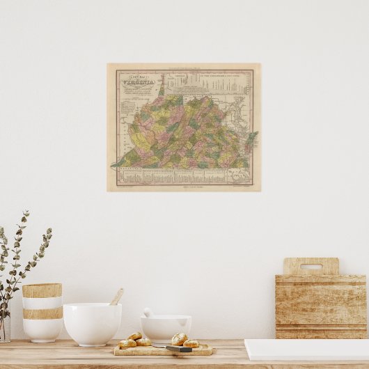 New Map Of Virginia ポスター (キッチン)