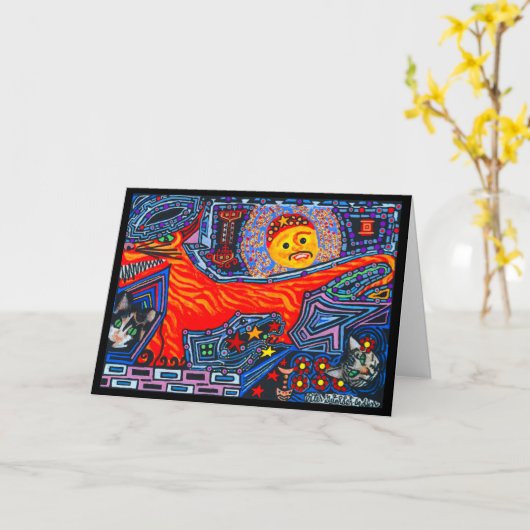 New Mexican Spanish Tasmanian Tiger Devil Dog Cats カード (黄色い花)