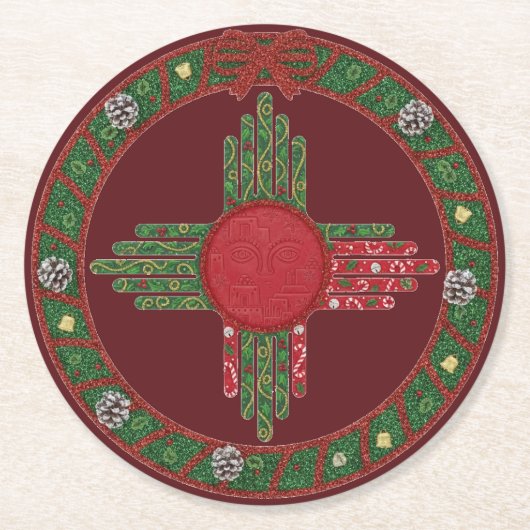 New Mexico Holiday ラウンドペーパーコースター (正面)
