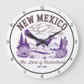 New Mexico Land of Enchantment Roadrunner ラージ壁時計 (正面)