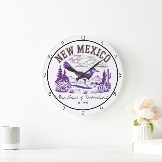 New Mexico Land of Enchantment Roadrunner ラージ壁時計 (ホーム)