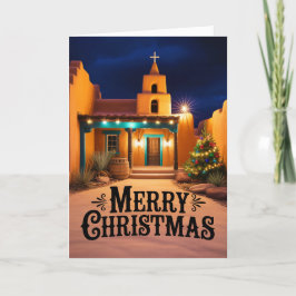New Mexico Pueblo Christmas Church Night シーズンカード