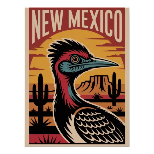 New Mexico Roadrunner Vintage Poster | Desert ポスター (正面)