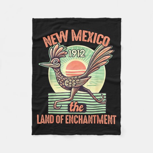 New Mexico State Land Of Enchantment Road Runner S フリースブランケット (正面)
