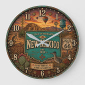 New Mexico State Land of Enchantment Southwest Des ラージ壁時計 (正面)