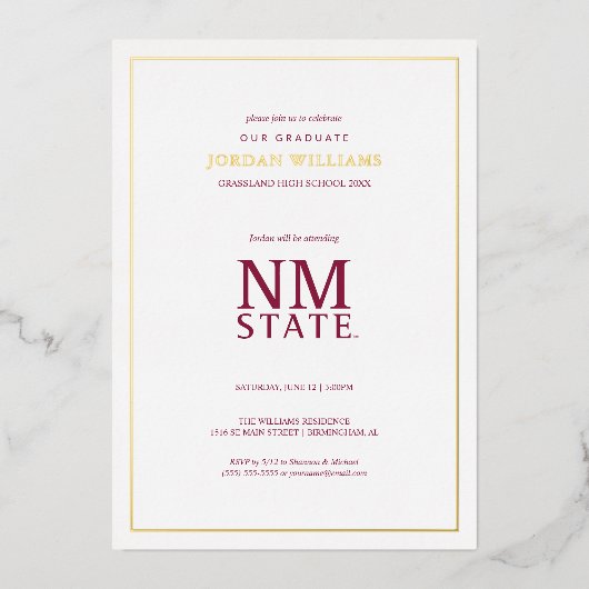 New Mexico State University Graduation 箔招待状 (正面)