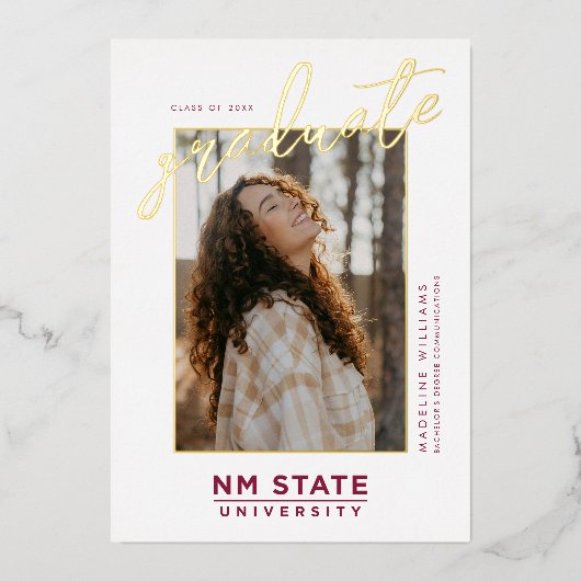 New Mexico State University Graduation 箔招待状 (正面)