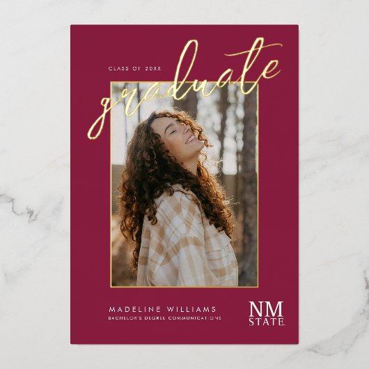 New Mexico State University Graduation 箔招待状 (正面)