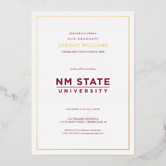 New Mexico State University Graduation 箔招待状 (正面)