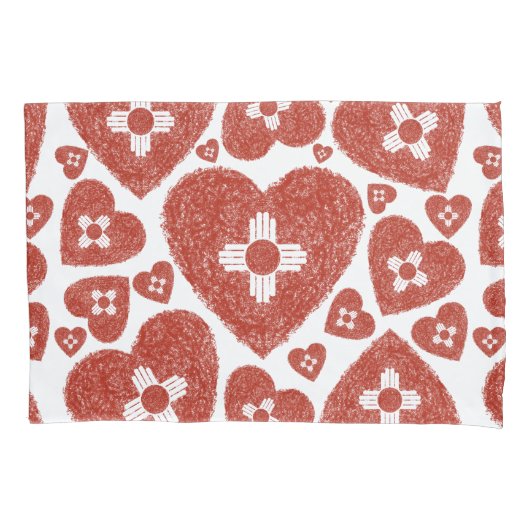 New Mexico Zia Heart Red White 枕カバー (正面左)