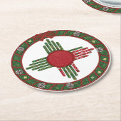 New Mexico Zia Sun Christmas ラウンドペーパーコースター (アングル)