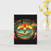 New Mexico Zia Symbol, Roadrunner &amp; Chile Pepp カード (黄色い花)