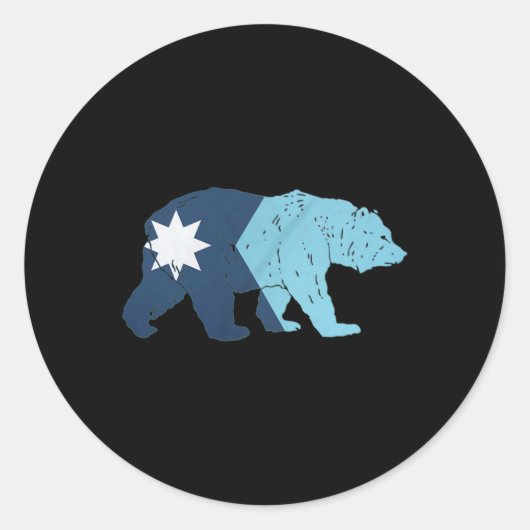 New Minnesota State Flag Bear ラウンドシール (正面)