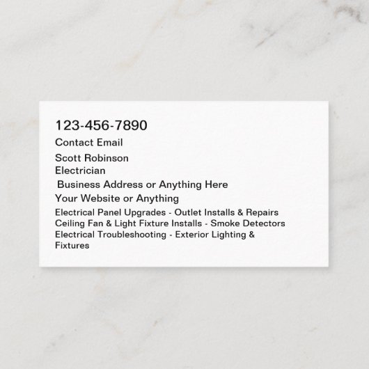 New Modern Electrician Service Business Cards 名刺 (裏面)