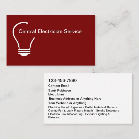 New Modern Electrician Service Business Cards 名刺 (正面/裏面)