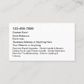 New Modern Electrician Service Business Cards 名刺 (裏面)
