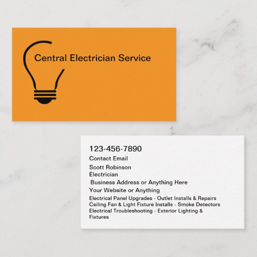 New Modern Electrician Service Business Cards 名刺 (正面/裏面)