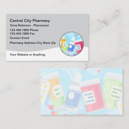 New Modern Simple Pharmacy Business Cards Design 名刺 (正面/裏面)