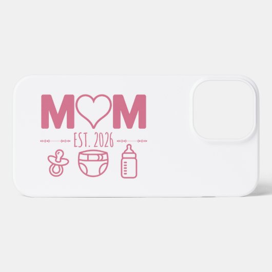New Mom est 2026 Frist Time Mom Personalized iPhoneケース (裏面横)