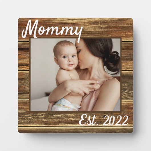 New Mom First Mothers Day 素朴 Wood Create Your フォトプラーク (正面)