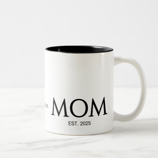 New Mom Gift Personalized Mom Established  ツートーンマグカップ (右)