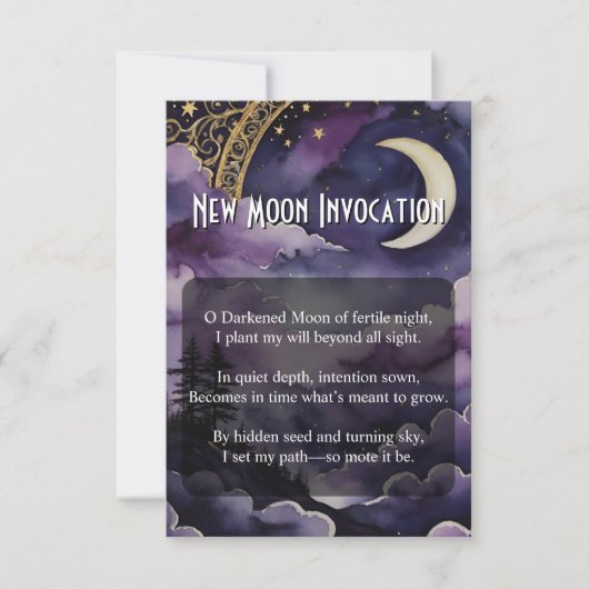 New Moon Invocation Pagan Prayer Pocket Card 招待状 (正面)