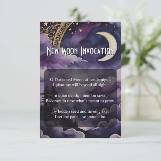 New Moon Invocation Pagan Prayer Pocket Card 招待状 (スタンド正面)