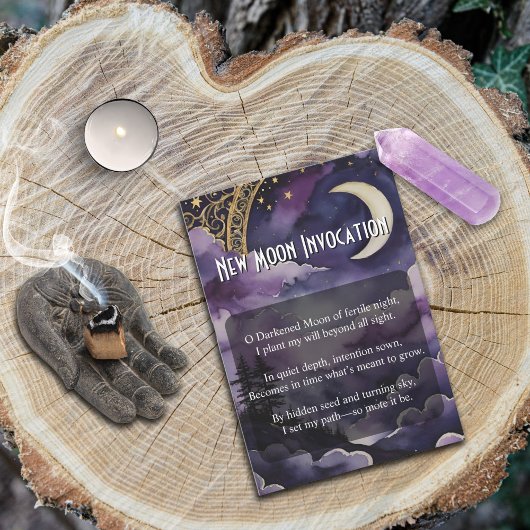 New Moon Invocation Pagan Prayer Pocket Card 招待状