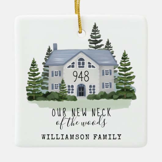 New Neck Of The Woods初めてのクリスマスホーム写真 セラミックオーナメント (正面)