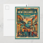 New Orleans Big Easy Vintage Style  ポストカード (正面/裏面)