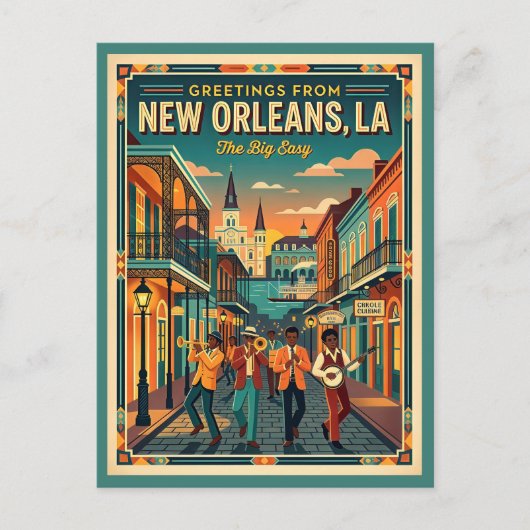 New Orleans Big Easy Vintage Style  ポストカード (正面)