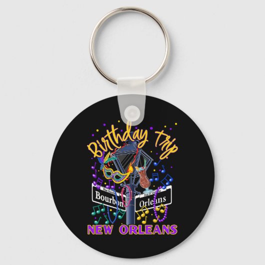 New Orleans Birthday Trip French Quarter Girls Tri キーホルダー (正面)