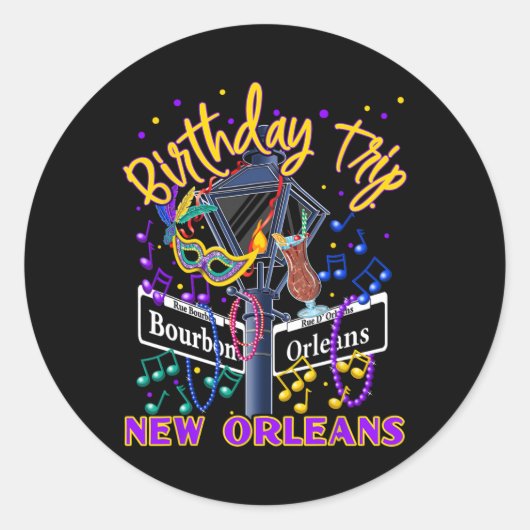 New Orleans Birthday Trip French Quarter Girls Tri ラウンドシール (正面)