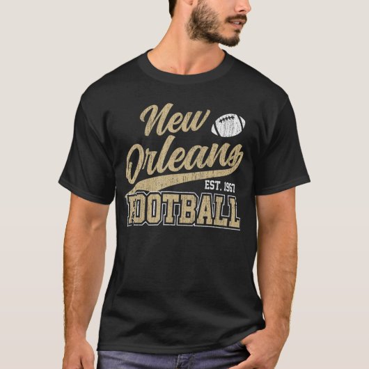 New Orleans Distressed Footballeam Fan Sports retr Tシャツ (正面)