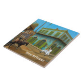 New Orleans French Quarter Blue Green House タイル (側面)