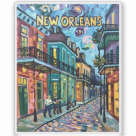 New Orleans French Quarter Van Gogh Style Travel シール
