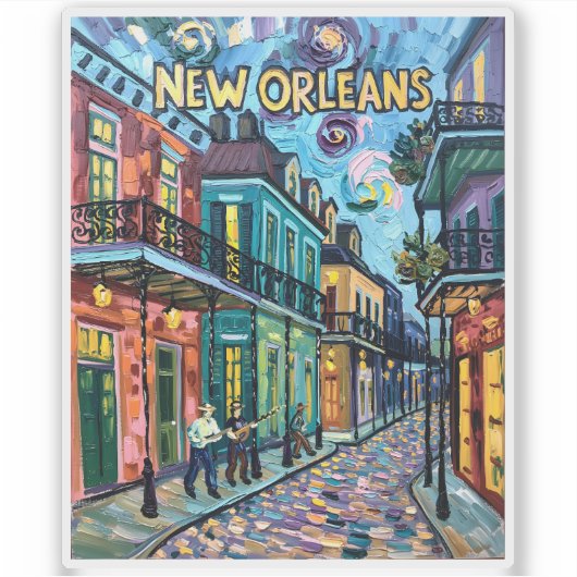 New Orleans French Quarter Van Gogh Style Travel シール (正面)
