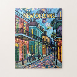 New Orleans French Quarter Van Gogh Style Travel ジグソーパズル