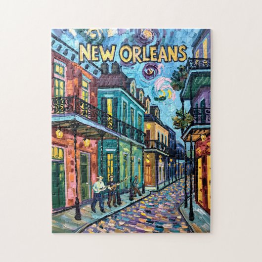 New Orleans French Quarter Van Gogh Style Travel ジグソーパズル (縦)