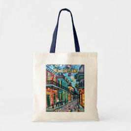 New Orleans French Quarter Van Gogh Style Vintage トートバッグ