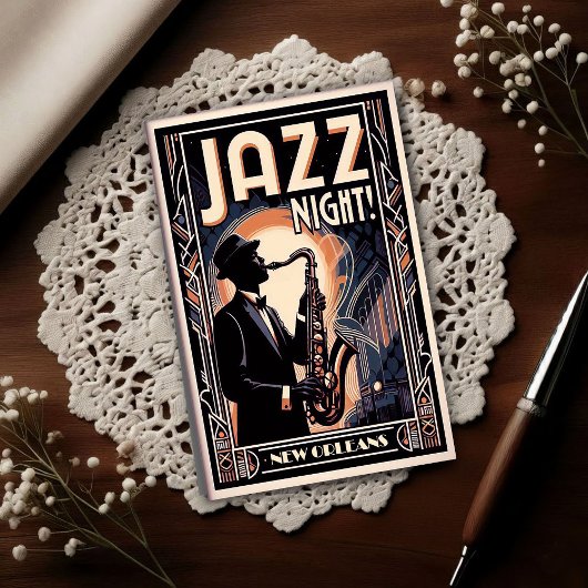 New Orleans Jazz Night – Vintage Art ポストカード